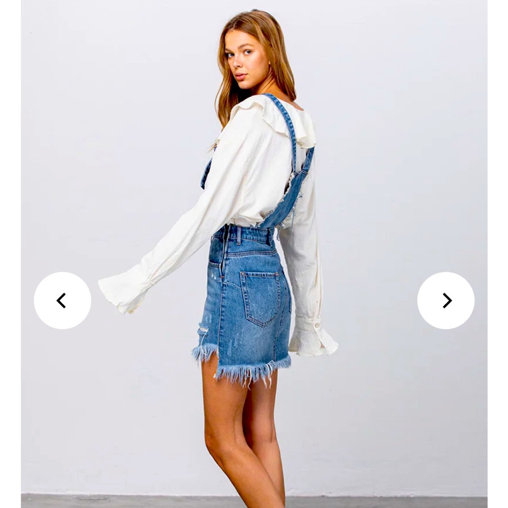 Insane Gene Simple Day - Frayed Detailed Denim Overall
Mini Dress Size Large - Picture 10 of 12